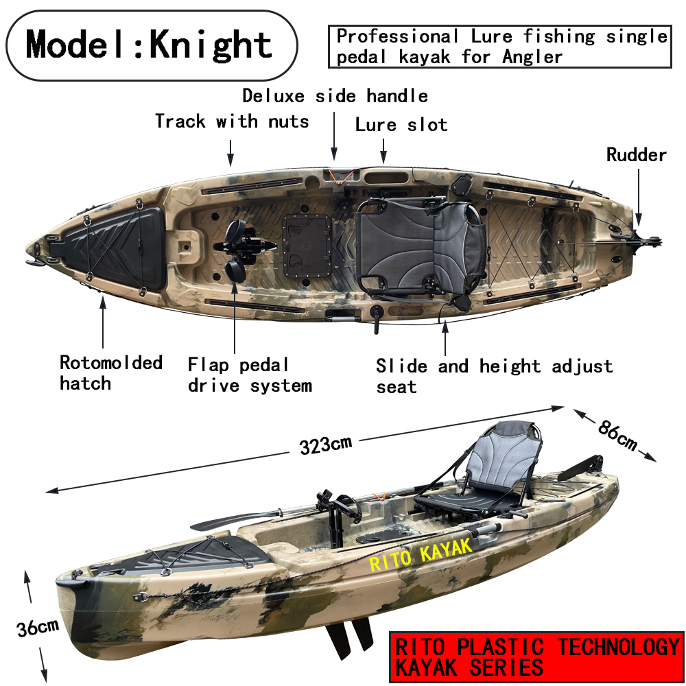 (RP-PK323single/Knight) 10.7ft single flap pedal kayak