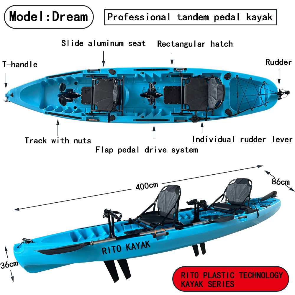 (RP-PK400tandem/Dream) 13.3ft double fishing pedal kayak